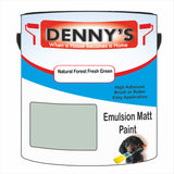 Denny's Emulsion Paint For Ceilings Colour- Natural Forest Fresh Green - Matte Low-Splatter Stain-Hide Bright