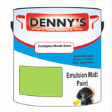 Denny's Emulsion Paint For Ceilings Colour- Eucalyptus Wreath Green - Matte Low-Splatter Stain-Hide Bright