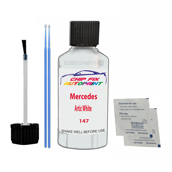 Mercedes Artic White Touch Up Paint Code 147 Scratch Repair Kit