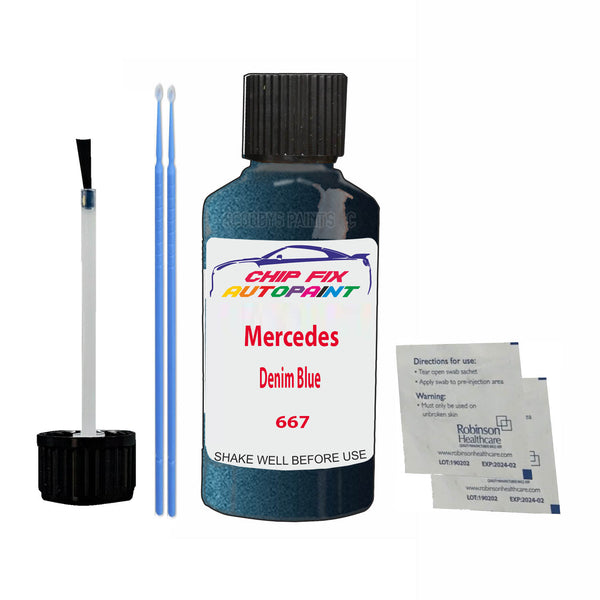 Mercedes Denim Blue Touch Up Paint Code 667 Scratch Repair Kit