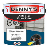 Denny's Floor Paint For Grip Coating Colour- Midnight Chilled Blue - Anti-Slip Hardwearing Safe