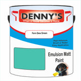 Denny's Emulsion Paint For Ceilings Colour- Fern Dew Green - Matte Low-Splatter Stain-Hide Bright