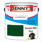 Denny's Emulsion Paint For Ceilings Colour- Fern Soft Dew Green - Matte Low-Splatter Stain-Hide Bright