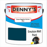 Denny's Emulsion Paint For Walls Colour- Ocean Sapphire Horizon Blue - Matte Wipe-Clean Durable Coverage