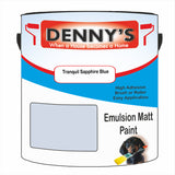 Denny's Emulsion Paint For Ceilings Colour- Tranquil Sapphire Blue - Matte Low-Splatter Stain-Hide Bright