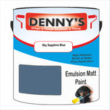 Denny's Emulsion Paint For Walls Colour- Sky Sapphire Blue - Matte Wipe-Clean Durable Coverage