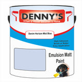 Denny's Emulsion Paint For Walls Colour- Denim Horizon Mist Blue - Matte Wipe-Clean Durable Coverage