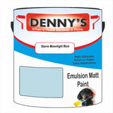Denny's Emulsion Paint For Ceilings Colour- Storm Moonlight Blue - Matte Low-Splatter Stain-Hide Bright