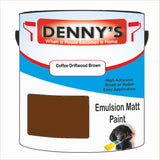 Denny's Emulsion Paint For Ceilings Colour- Coffee Driftwood Brown - Matte Low-Splatter Stain-Hide Bright