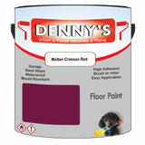Denny's Floor Paint For Sheds Colour- Molten Crimson Red - Durable Anti-Slip Weatherproof