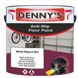 Denny's Floor Paint For Grip Coating Colour- Molten Magnum Red - Anti-Slip Hardwearing Safe