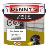 Denny's Floor Paint For Grip Coating Colour- Moss Machine Olive - Anti-Slip Hardwearing Safe