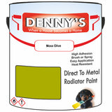 Denny's High Temp Paint For Radiators Colour- Moss Olive - Heatproof No-Yellow Durable