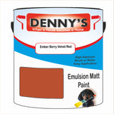 Denny's Emulsion Paint For Ceilings Colour- Ember Berry Velvet Red - Matte Low-Splatter Stain-Hide Bright