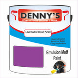 Denny's Emulsion Paint For Ceilings Colour- Lilac Heather Dream Purple - Matte Low-Splatter Stain-Hide Bright