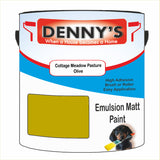 Denny's Emulsion Paint For Ceilings Colour- Cottage Meadow Pasture Olive - Matte Low-Splatter Stain-Hide Bright