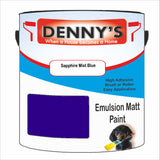 Denny's Emulsion Paint For Ceilings Colour- Sapphire Mist Blue - Matte Low-Splatter Stain-Hide Bright
