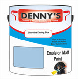 Denny's Emulsion Paint For Ceilings Colour- Shoreline Evening Blue - Matte Low-Splatter Stain-Hide Bright