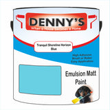 Denny's Emulsion Paint For Ceilings Colour- Tranquil Shoreline Horizon Blue - Matte Low-Splatter Stain-Hide Bright