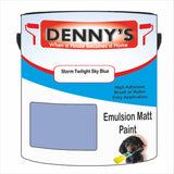 Denny's Emulsion Paint For Ceilings Colour- Storm Twilight Sky Blue - Matte Low-Splatter Stain-Hide Bright