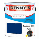 Denny's Emulsion Paint For Walls Colour- Lake Storm Sapphire Blue - Matte Wipe-Clean Durable Coverage