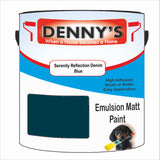 Denny's Emulsion Paint For Walls Colour- Serenity Reflection Denim Blue - Matte Wipe-Clean Durable Coverage
