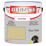 Denny's Floor Paint For Garages Colour- Neutral Beige - Oilproof Tyre-Tough Hardwearing