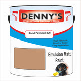 Denny's Emulsion Paint For Ceilings Colour- Biscuit Parchment Buff - Matte Low-Splatter Stain-Hide Bright