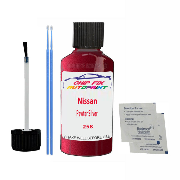 Nissan Pewter Silver Touch Up Paint Code 258 Scratch Repair Kit