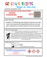 OYSTER CERAMIC BEIGE Aerosol Spray Paint Code 845 Classic ROVER Model 45/400 SERIES Automotive Restorative Paint Vehicle Touch-Up ROVER 845 Paint Car Restoration DIY Auto Painting Classic Car Refinishing High-Quality Spray Paint Automotive Finish Vehicle Restoration Supplies Custom Car Paint Auto Body Paint Aerosol Can Automotive Refinishing Paint for Classic Cars