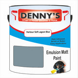 Denny's Emulsion Paint For Walls Colour- Harbour Soft Lagoon Blue - Matte Wipe-Clean Durable Coverage