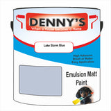 Denny's Emulsion Paint For Ceilings Colour- Lake Storm Blue - Matte Low-Splatter Stain-Hide Bright