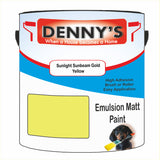 Denny's Emulsion Paint For Walls Colour- Sunlight Sunbeam Gold Yellow - Matte Wipe-Clean Durable Coverage