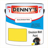 Denny's Emulsion Paint For Walls Colour- Sunny Sunbeam Yellow - Matte Wipe-Clean Durable Coverage