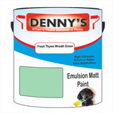 Denny's Emulsion Paint For Ceilings Colour- Fresh Thyme Wreath Green - Matte Low-Splatter Stain-Hide Bright