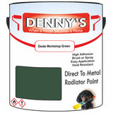 Denny's High Temp Paint For Radiators Colour- Oxide Workshop Green - Heatproof No-Yellow Durable