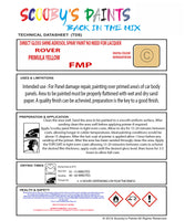 ROVER PRIMULA YELLOW Spray or Brush Paint For Classic ROVER Model 800/SD1 Restore my Old ROVER