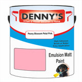 Denny's Emulsion Paint For Ceilings Colour- Peony Blossom Petal Pink - Matte Low-Splatter Stain-Hide Bright