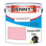 Denny's Emulsion Paint For Ceilings Colour- Cameo Petal Dusky Pink - Matte Low-Splatter Stain-Hide Bright