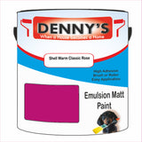 Denny's Emulsion Paint For Ceilings Colour- Shell Warm Classic Rose - Matte Low-Splatter Stain-Hide Bright