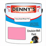 Denny's Emulsion Paint For Ceilings Colour- Peony Dusky Whisper Pink - Matte Low-Splatter Stain-Hide Bright