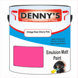 Denny's Emulsion Paint For Ceilings Colour- Vintage Rose Cherry Pink - Matte Low-Splatter Stain-Hide Bright