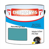 Denny's Plastic Paint For Windows Colour- Petrol Midnight Blue - Weatherproof Fade-Safe Upvc