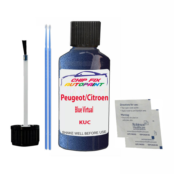 Peugeot/Citroen Blue Virtual Touch Up Paint Code KUC Scratch Repair Kit