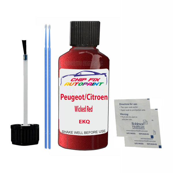Peugeot/Citroen Wicked Red Touch Up Paint Code EKQ Scratch Repair Kit