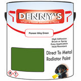 Denny's High Temp Paint For Radiators Colour- Pioneer Alloy Green - Heatproof No-Yellow Durable