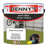 Denny's Floor Paint For Grip Coating Colour- Pioneer Circuit Green - Anti-Slip Hardwearing Safe