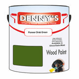 Denny's Wood Paint For Doors Colour- Pioneer Drab Green - Scuffproof Weatherproof Smooth