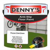 Denny's Floor Paint For Grip Coating Colour- Pioneer Drab Green - Anti-Slip Hardwearing Safe