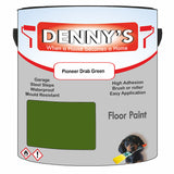 Denny's Floor Paint For Sheds Colour- Pioneer Drab Green - Durable Anti-Slip Weatherproof